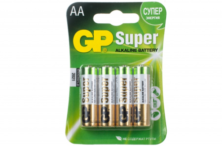 Батарейка GP Super Alkaline AA LR6 щелочная (24AB-SR4, 1,5V, 4/96/384/768), 1шт