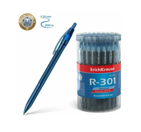 Ручка шариковая автоматическая Erich Krause R-301 синяя
