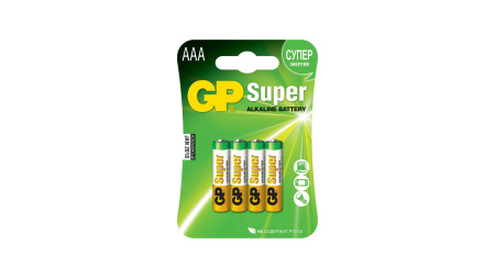 Батарейка GP Super Alkaline AAA LR3 щелочная (24AB-SR4, 1,5V, 4/96/384/768), 1шт
