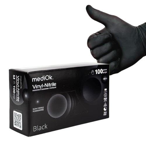 Перчатки витриловые MediOK размер М черные неопудренные 100шт – СМП-Склад