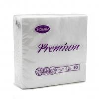 Салфетки бумажные 2сл 50л (24х24см) Plushe Premium Сarre Белый