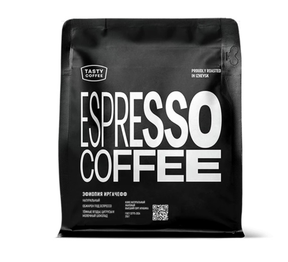 Кофе натуральный в зернах "Эфиопия Иргачефф", Tasty Coffee, моносорт эспрессо, 250 гр 