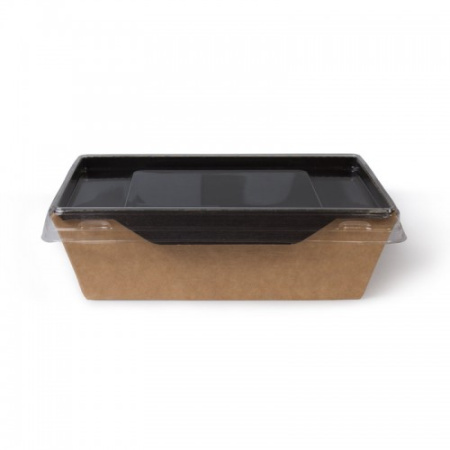Короб бумажный под салат ECO OPSALAD 900 DoEco BLACK (135х135х50мм) с крышкой