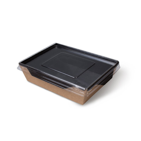 Короб бумажный под салат GEOBOX OPSALAD 500 ЧЕРНЫЙ (165х115х45мм) с крышкой