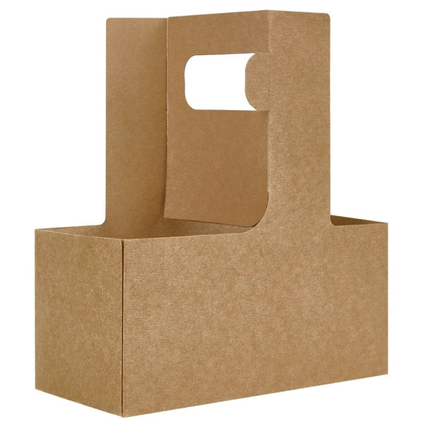 Держатель картонный с ручкой для 2-х стаканов (160х80х80) ECO CUPHOLDER DoEco крафт – СМП-Склад