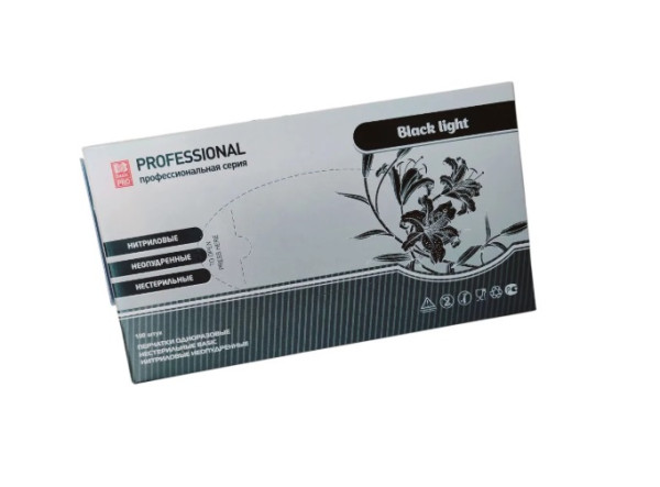 Перчатки нитриловые черные Black Light Basic Pro M 100шт неопудренные – СМП-Склад