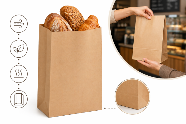 Пакет бумажный с V-образным дном 400х250х100мм "Лаваш" бурый  – СМП-Склад, 2