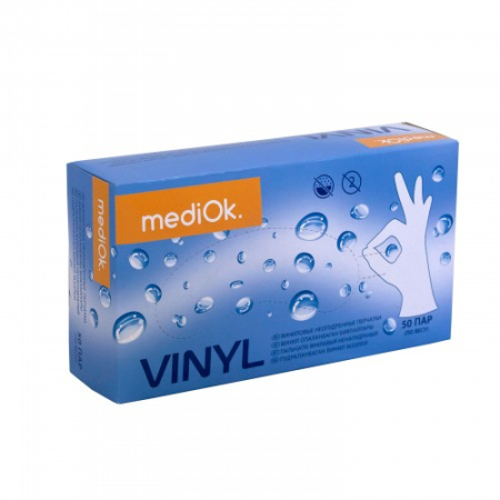 Перчатки виниловые MediOK размер XL прозрачны неопудренные 100шт