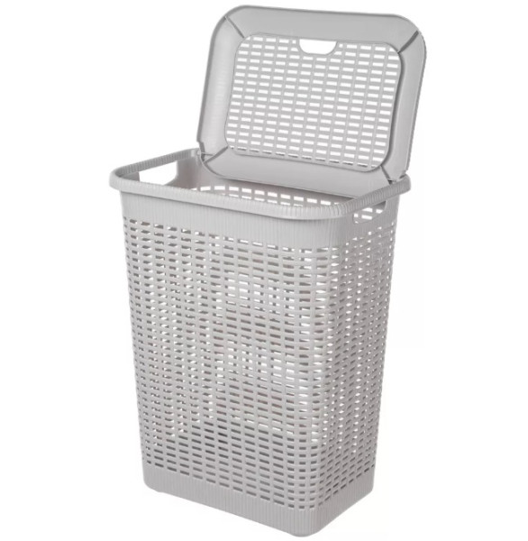 Корзина для белья ECONOVA, 50л с крышкой, Светло-серый  Корзина для белья ECONOVA, 50л с крышкой, Светло-серый