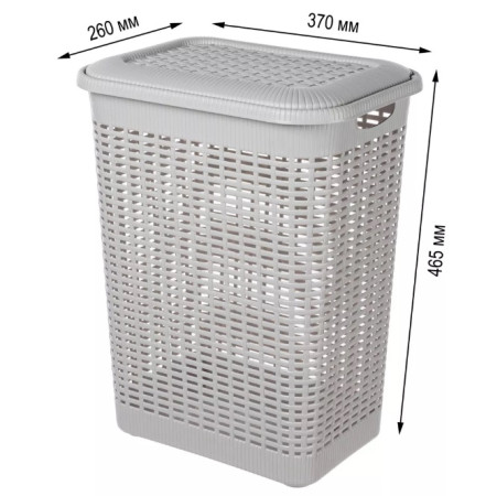 Корзина для белья ECONOVA, 30л с крышкой, Светло-серый  Корзина для белья ECONOVA, 30л с крышкой, Светло-серый