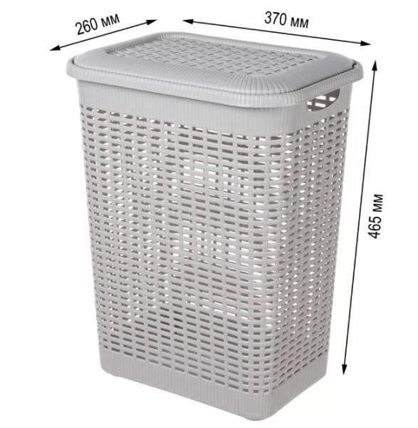 Корзина для белья ECONOVA, 30л с крышкой, Светло-серый  Корзина для белья ECONOVA, 30л с крышкой, Светло-серый