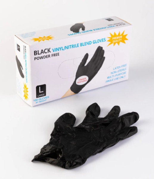 Перчатки нитро-виниловые черные GLOVES WALLY PLASTIC неопудренные XL 100шт  Перчатки нитро-виниловые черные GLOVES WALLY PLASTIC неопудренные XL 100шт