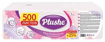 Салфетки бумажные 1сл 500л (24х24см) Plushe Maxi Professional, Белый  – СМП-Склад