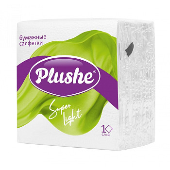 Салфетки бумажные  1сл 70л (22х22см) Plushe Super Light, белый – СМП-Склад