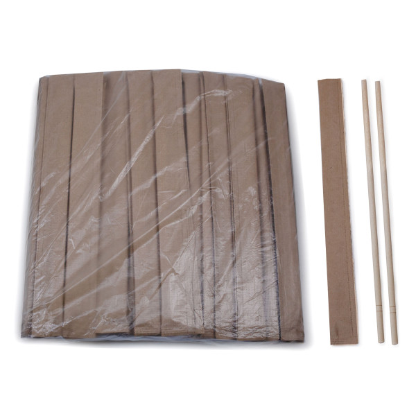 Палочки для еды в индив. бумажной КРАФТ упаковке Linger 23см 100шт