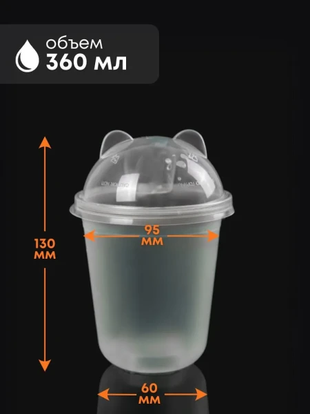 Стакан для холодных и горячих напитков U-CUP 360мл матовый прозрачный  (Смарт) – СМП-Склад, 2