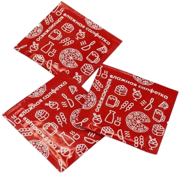 Салфетка влажная в индивидуальной упаковке (13,5х13,5см) Клубника  – СМП-Склад
