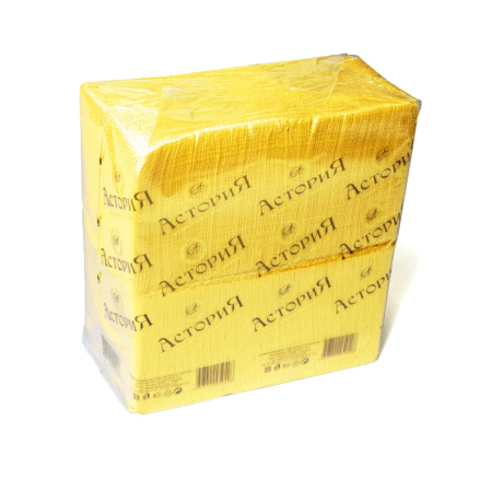 Салфетки бумажные 1сл 400л (24х24см) Астория Желтый Интенсив 