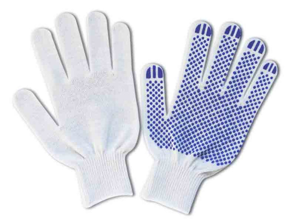 Перчатки ХБ 5-ти нит. с ПВХ точка 7,5 класс белые Перчатки ХБ 5-ти нит. с ПВХ точка 7,5 класс белые