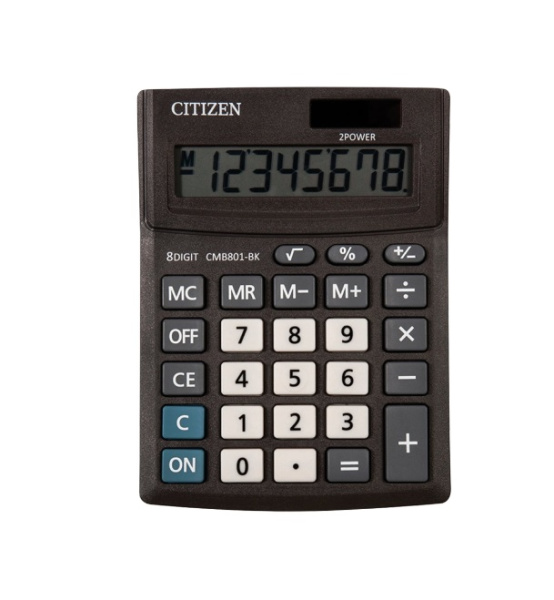 Калькулятор настольный 8 разрядов 136х100х32мм черный 