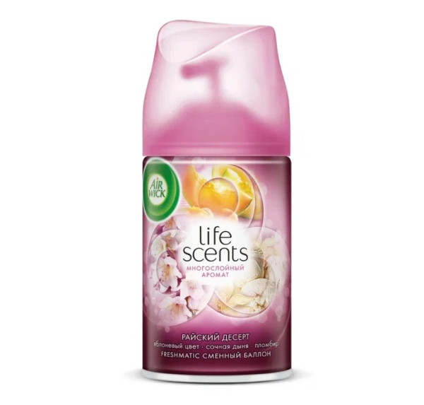 Освежитель воздуха AIR WICK "Райский десерт" сменный баллон 250мл (6шт/уп) Освежитель воздуха AIR WICK "Райский десерт" сменный баллон 250мл (6шт/уп)