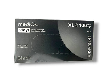 Перчатки виниловые MediOK размер XL ЧЕРНЫЕ неопудренные 100шт – СМП-Склад
