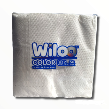 Салфетки бумажные 2сл 50л (33х33см) Wiloo Белые