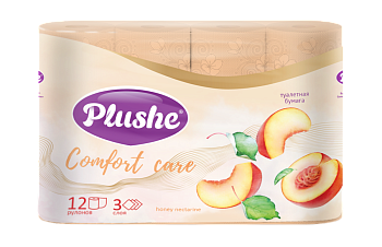 Туалетная бумага 12рул 3сл 15м Plushe Comfort Care Персик  – СМП-Склад