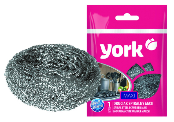 Губка для посуды металлическая спиральная YORK MAXI