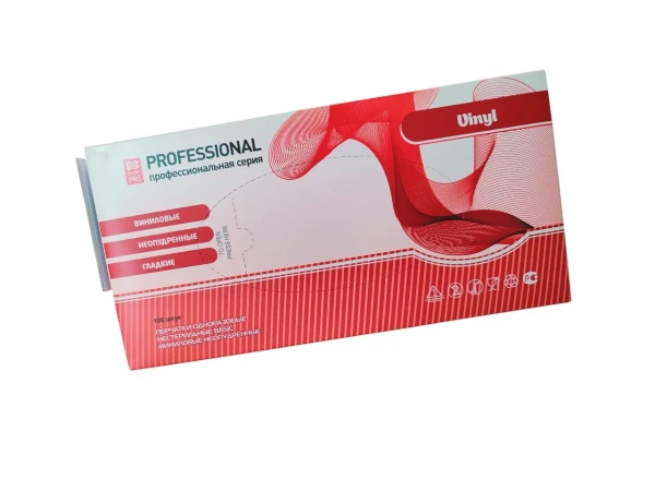 Перчатки виниловые Basic Pro размер L прозрачные неопудренные 100шт – СМП-Склад