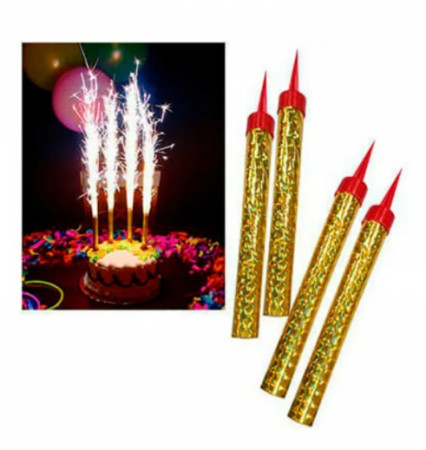 Свечи-фонтан для торта золотые 12см 4шт Свечи-фонтан для торта золотые 12см 4шт