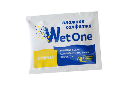 Салфетка влажная "Wet One Лимон" в индивид. упаковке (80х60мм) антибактериальная