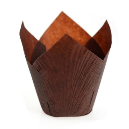 Форма бумажная для маффинов TULIP Brown "Тюльпан" 50х80мм коричневая 