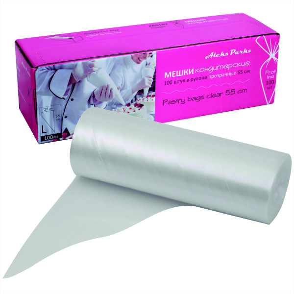 Мешок кондитерский в рулоне Aleks Parks 55см  прозрачный в коробке 100шт 