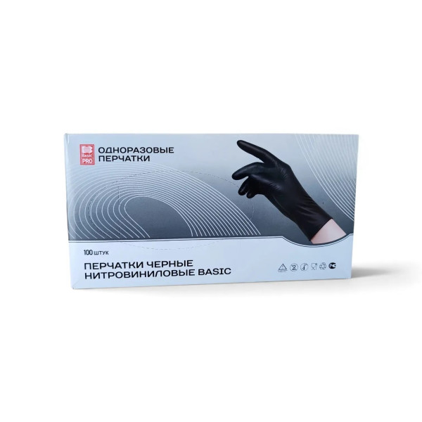 Перчатки витриловые черные BASIC BLEND M 100шт – СМП-Склад