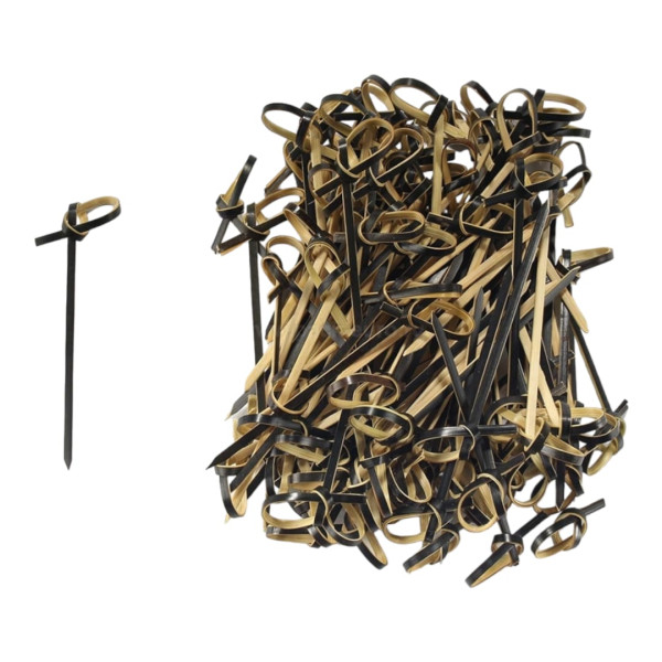 Пика бамбуковая "Узелок" черный 9см 100шт Linger  Пика бамбуковая "Узелок" черный 9см 100шт Linger