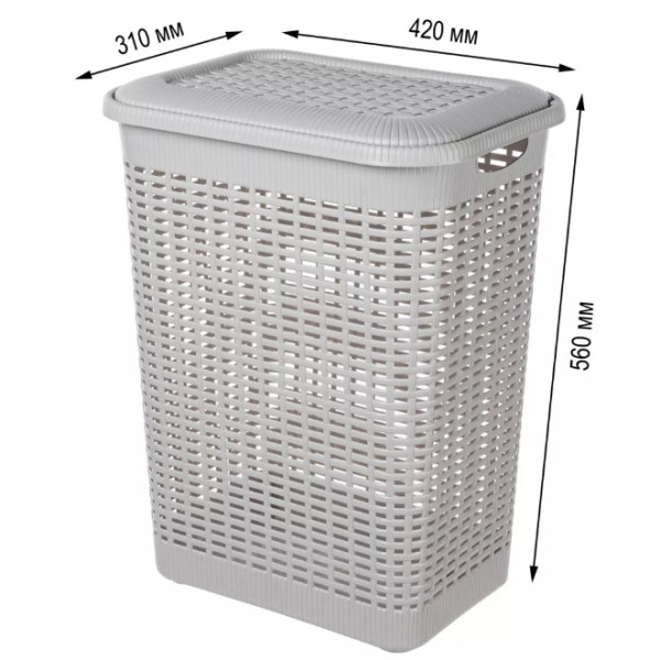 Корзина для белья ECONOVA, 50л с крышкой, Светло-серый  Корзина для белья ECONOVA, 50л с крышкой, Светло-серый