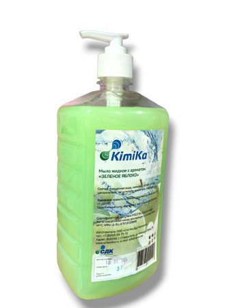 Жидкое мыло KIMIKA "Зеленое Яблоко" с дозатором 1л 