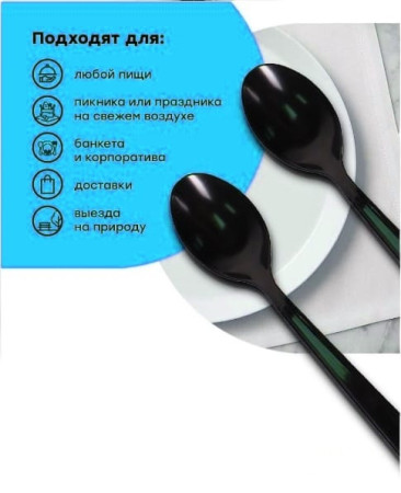 Ложка пластиковая столовая 180мм ПРЕМИУМ черная Ложка пластиковая столовая 180мм ПРЕМИУМ черная