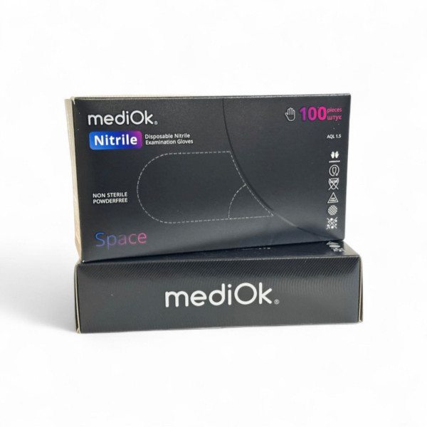 Перчатки нитриловые черные MediOK L неопудренные 100шт – СМП-Склад