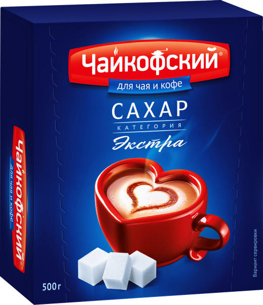 Сахар Чайковский белый кусковой экстра, 500г (40шт/уп)
