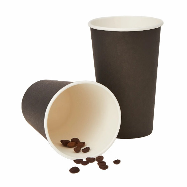 Стакан бумажный 350мл д/гор Черный (СК)