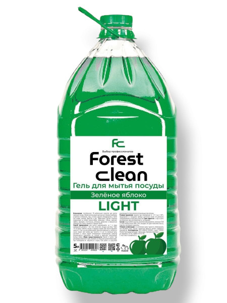 Моющее средство для посуды LIGHT FOREST CLEAN LT "Зеленое яблоко", 5л  Моющее средство для посуды LIGHT FOREST CLEAN LT "Зеленое яблоко", 5л