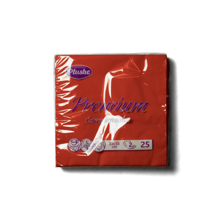 Салфетки бумажные 2сл 25л (33х33см) Plushe Premium Сarre Красный Интенсив 