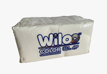 Салфетки бумажные 1сл 400л (24х24см) Wiloo Белые