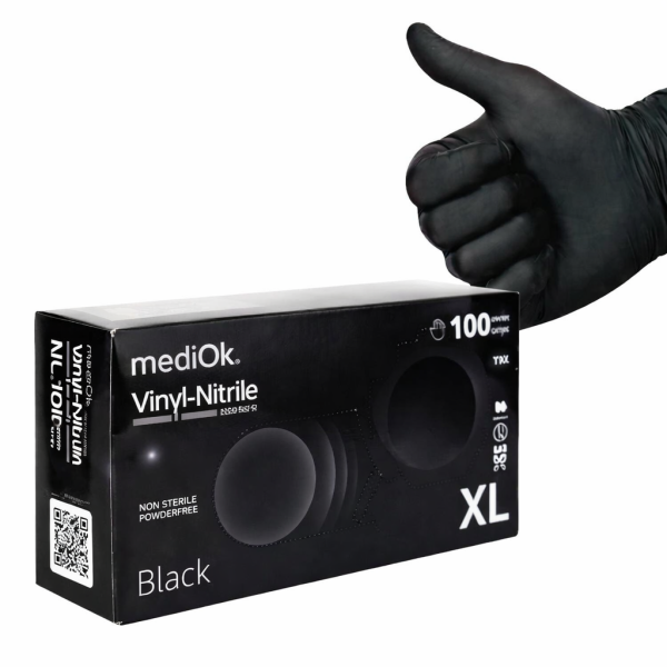 Перчатки витриловые MediOK размер XL черные неопудренные 100шт – СМП-Склад