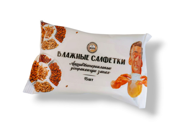 Салфетки влажные 15шт Dr. Waxon Антибактериальные устраняющие запах, серия снэки Салфетки влажные 15шт Dr. Waxon Антибактериальные устраняющие запах, серия снэки