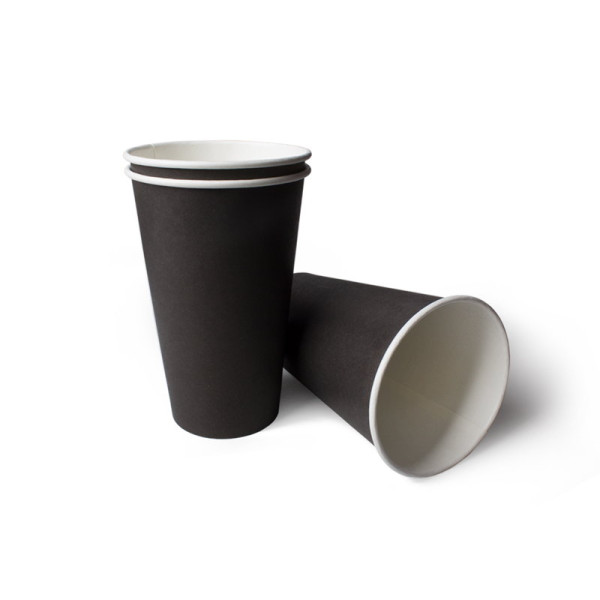 Стакан бумажный 400мл д/гор однослойный Черный  (ЭП)
