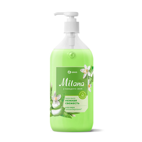 Жидкое мыло MILANA "Алое Вера" с дозатором 1л – СМП-Склад