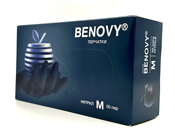 Перчатки нитриловые черные Benovy M 100шт – СМП-Склад